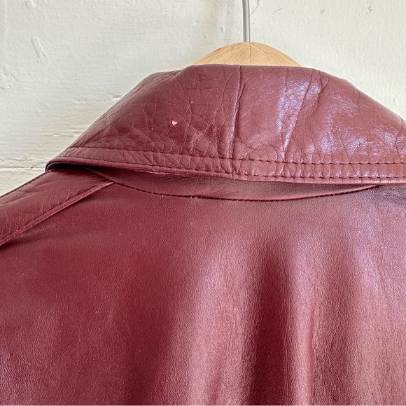 Vintage Leather Trench Coat Eitenne Aigner Burgundy Long Jacket 10 - Picture 11 of 16